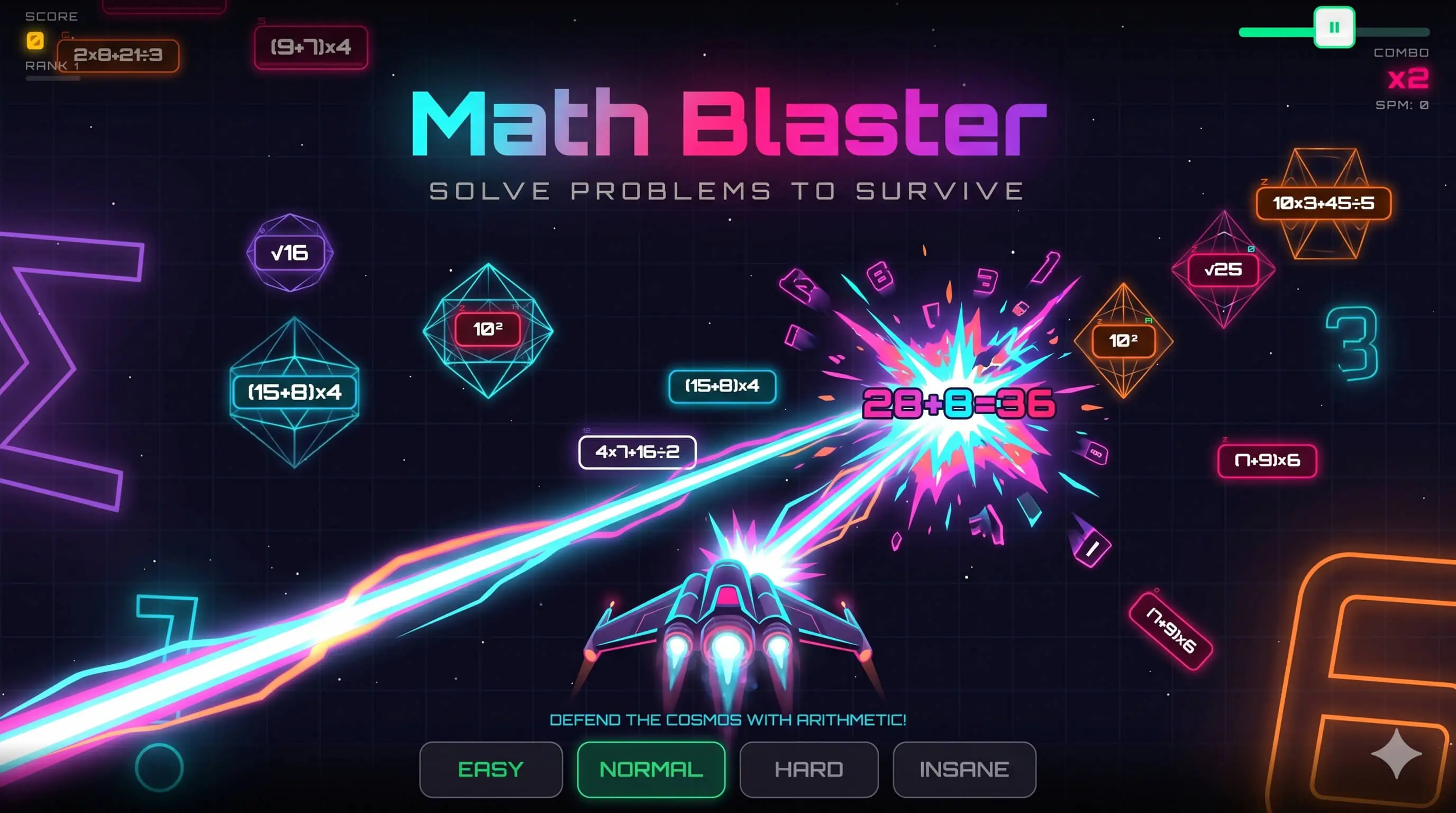 Math Blaster – HTML5 Educational Shooter Game
