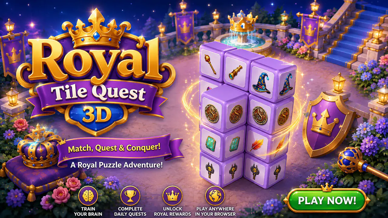 Royal Tile Quest 3D | Kingdom Tile Adventure HTML5 Game