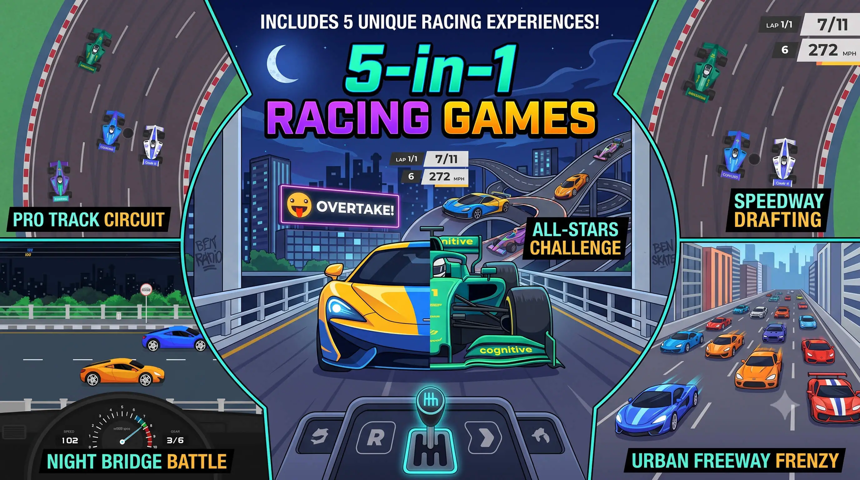 5-in-1 Racing Games— Ultimate Car & Driving Pack