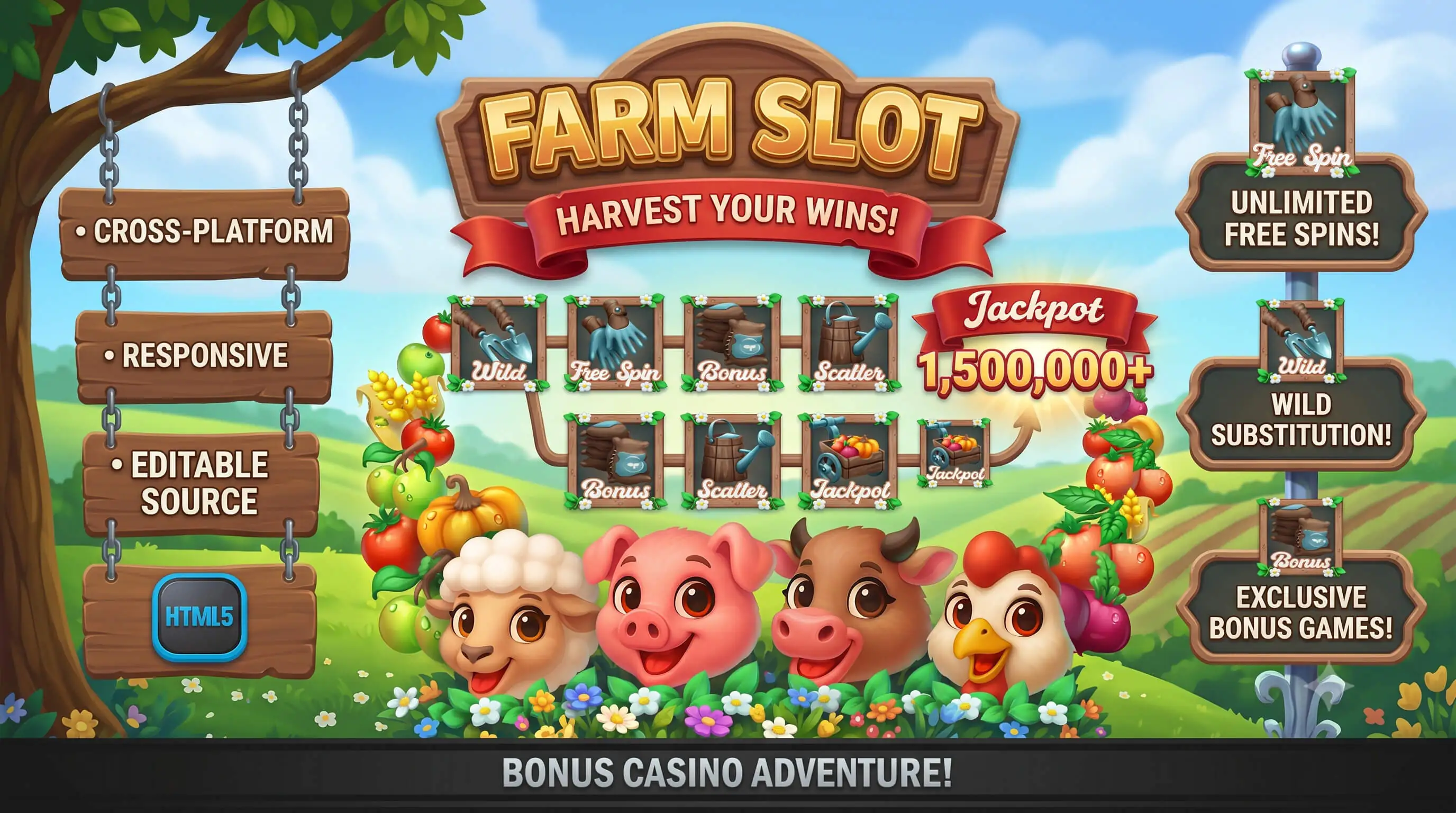 HTML Responsive Slot • Farm Slot Casino Game