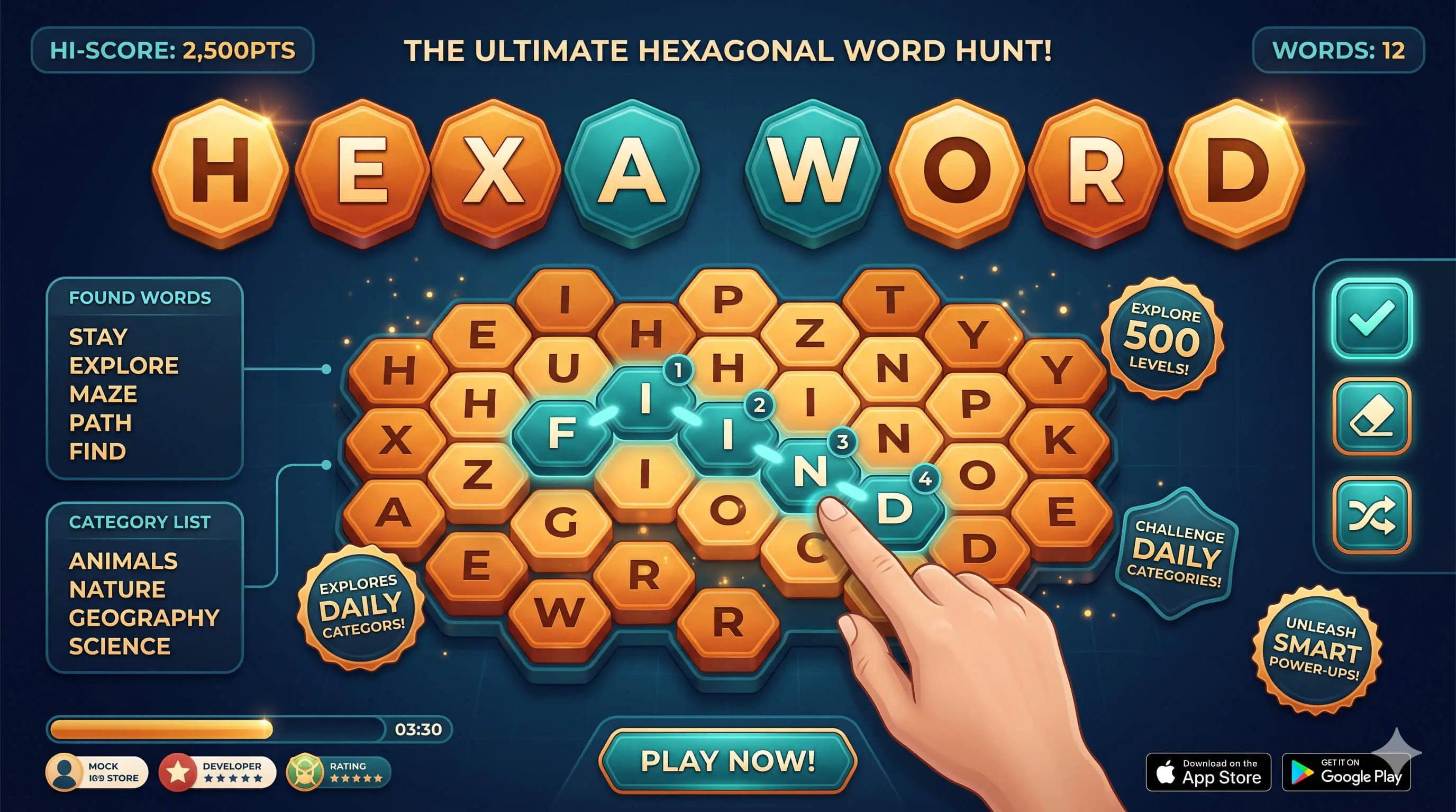 Hexa Word - HTML5 Game