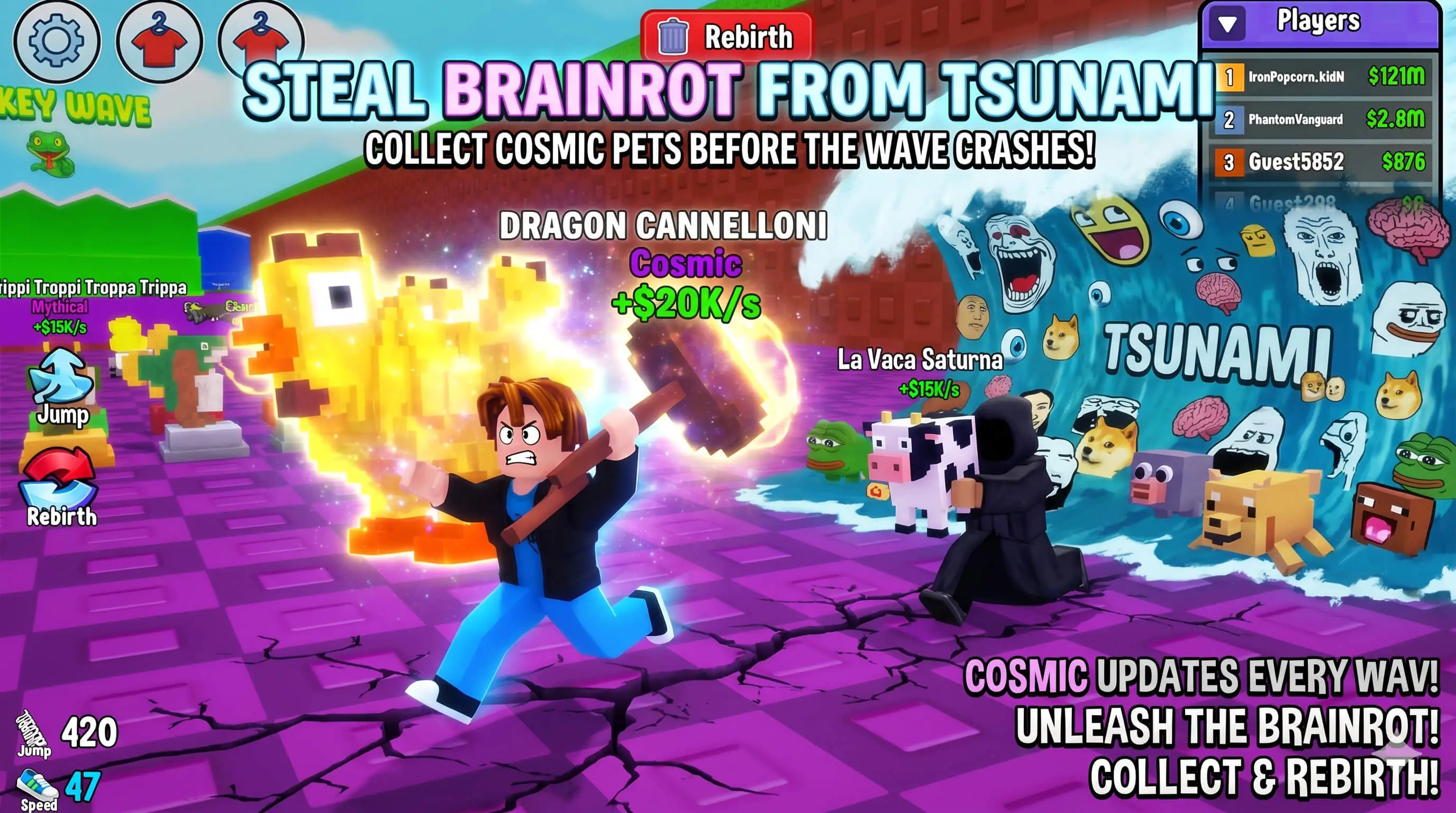 Steal Brainrot From Tsunami - HTML5 Game - Source Code