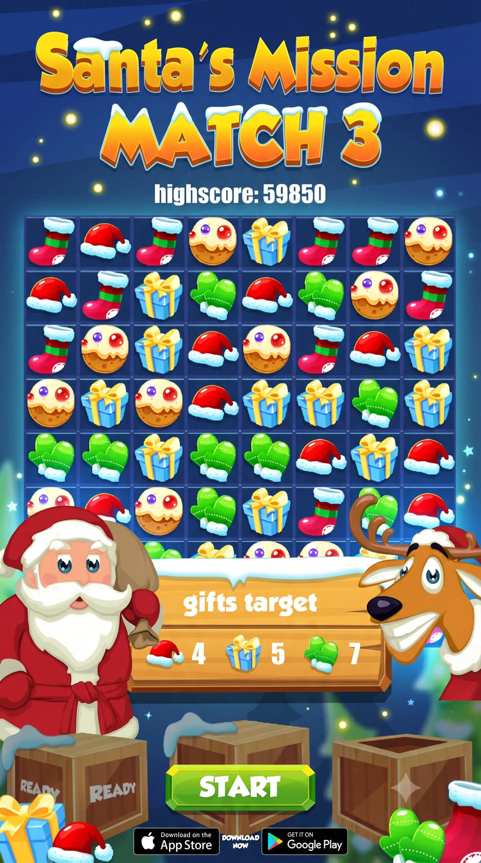 Santa's Mission Match 3 HTML 5 Game