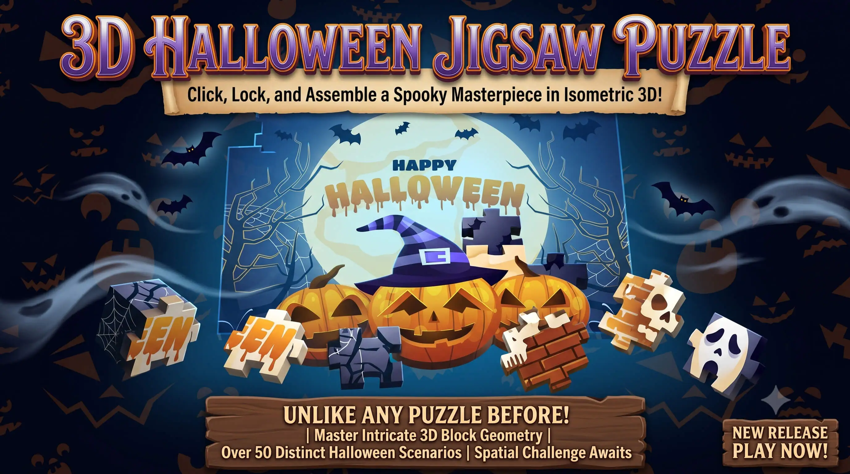3D Halloween Jigsaw Puzzle - Cross Platform Puzzle Game