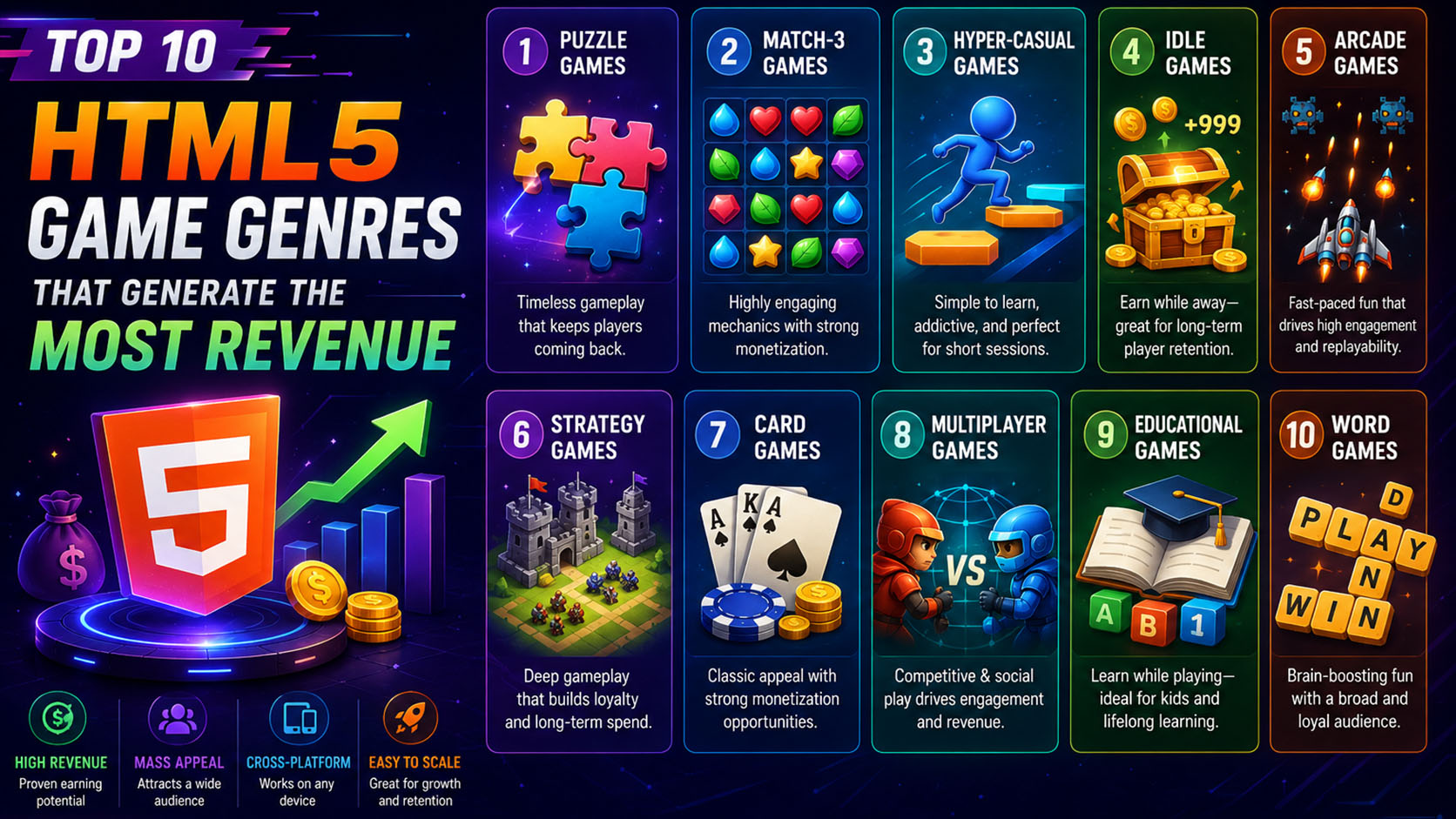 Top 10 HTML5 Game Genres That Generate the Most Revenue